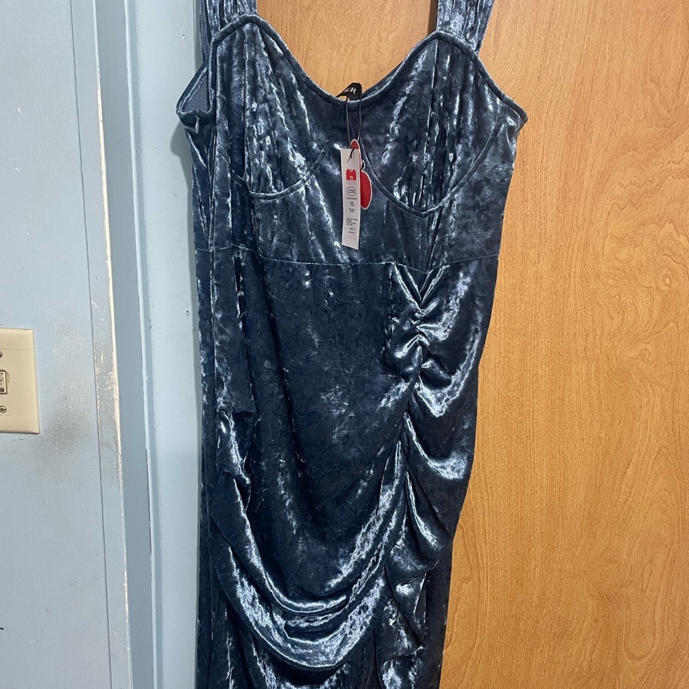 Elegant Blue Velvet Dress